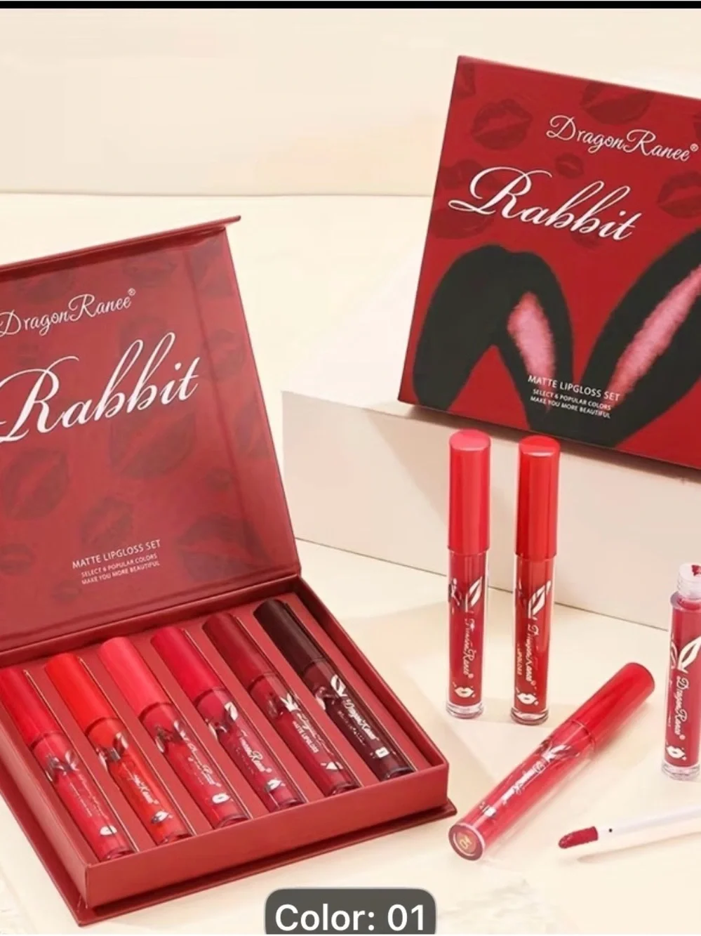 Pack of 6 Rabbit Matte Lipstick Set — Red Shades (Color 01)